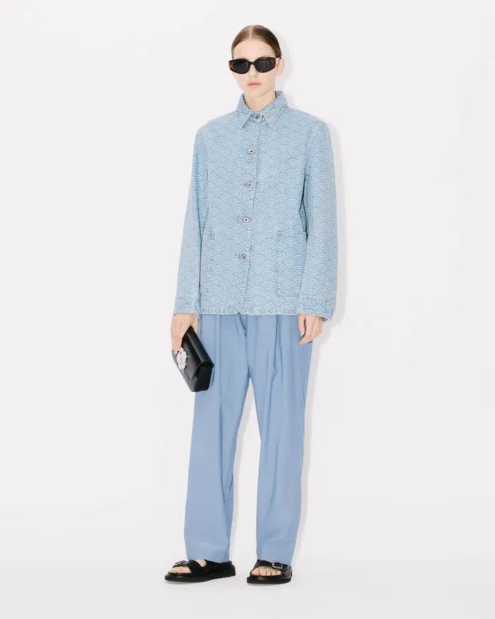 Kenzo Jackets And Coats Women Workwear Jacket Stone Bleached Blue Denim