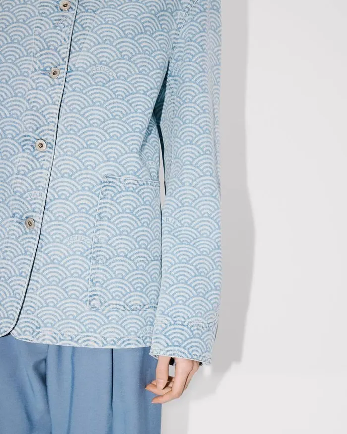 Kenzo Jackets And Coats Women Workwear Jacket Stone Bleached Blue Denim