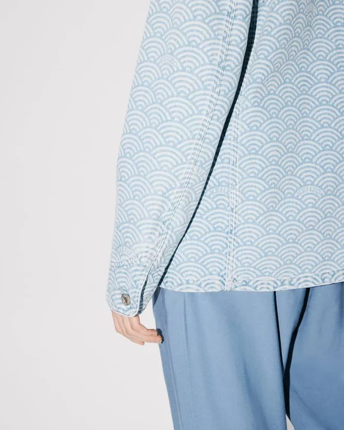 Kenzo Jackets And Coats Women Workwear Jacket Stone Bleached Blue Denim