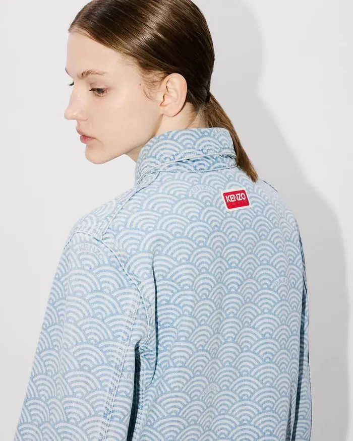 Kenzo Jackets And Coats Women Workwear Jacket Stone Bleached Blue Denim