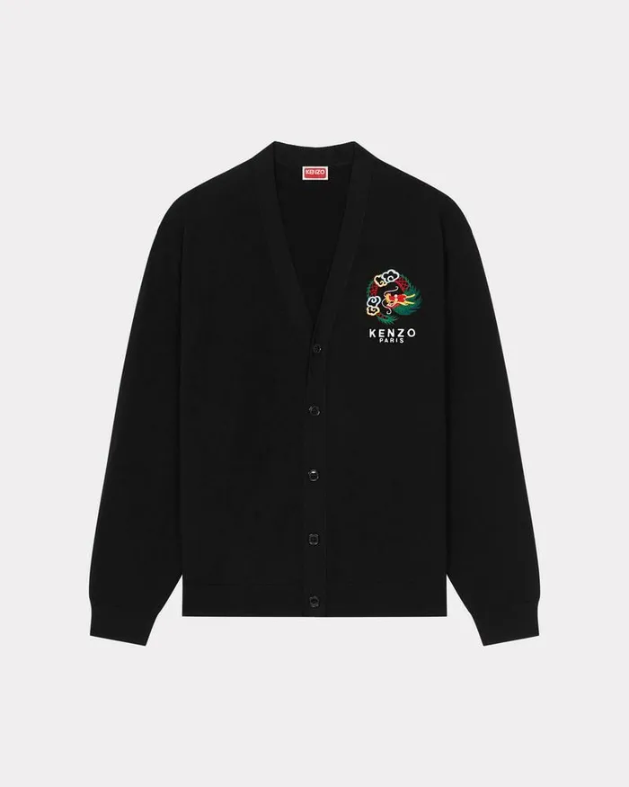 Kenzo Knitwear Men 039Year Of The Dragon039 Embroidered Cardigan Black