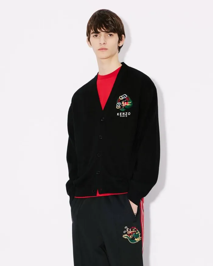 Kenzo Knitwear Men 039Year Of The Dragon039 Embroidered Cardigan Black