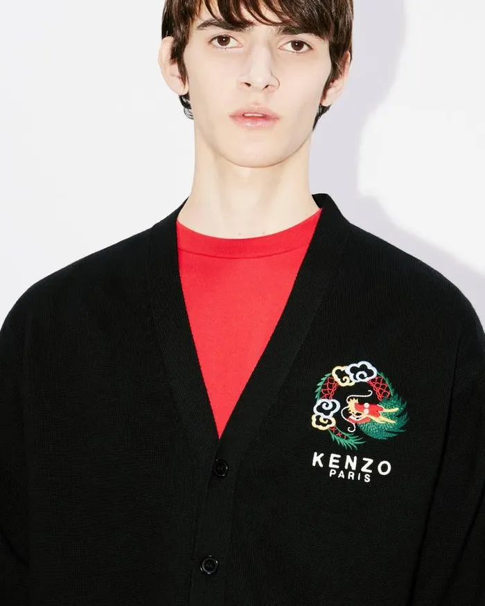 Kenzo Knitwear Men 039Year Of The Dragon039 Embroidered Cardigan Black