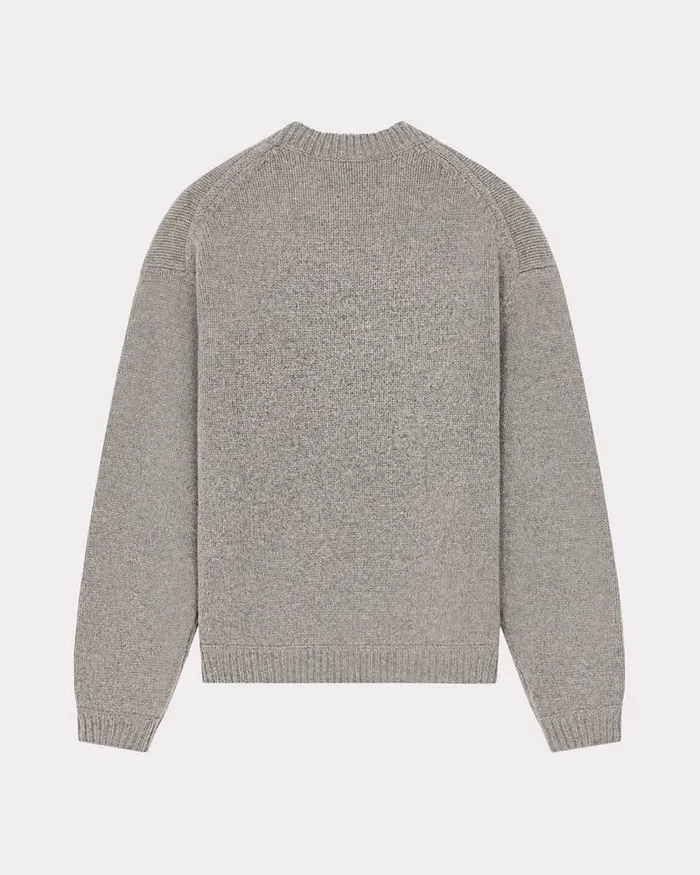 Kenzo Knitwear Men Elephant039 Embroidered Jumper Misty Grey
