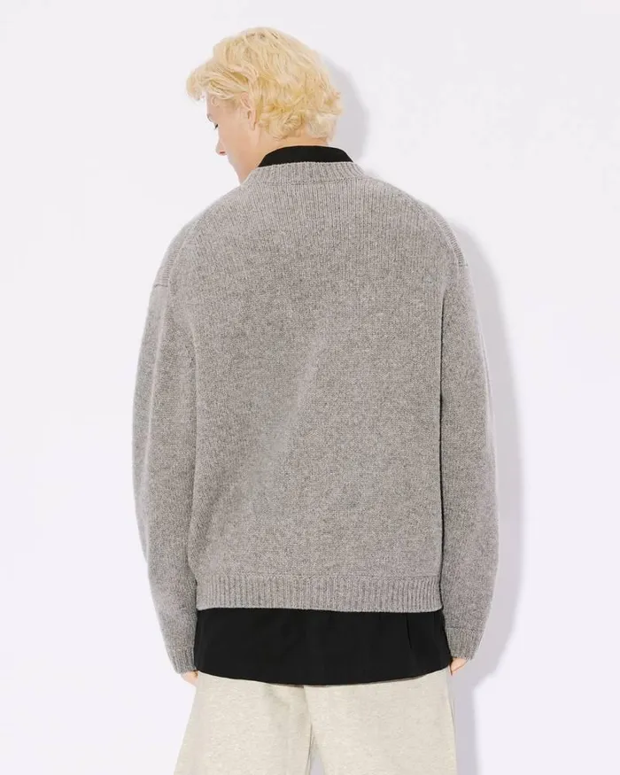 Kenzo Knitwear Men Elephant039 Embroidered Jumper Misty Grey