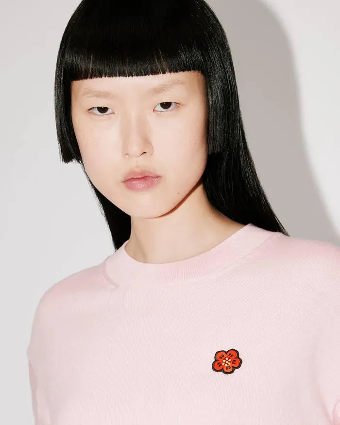 Kenzo Knitwear Women 039Boke Flower039 Embroidered Wool Jumper Faded Pink