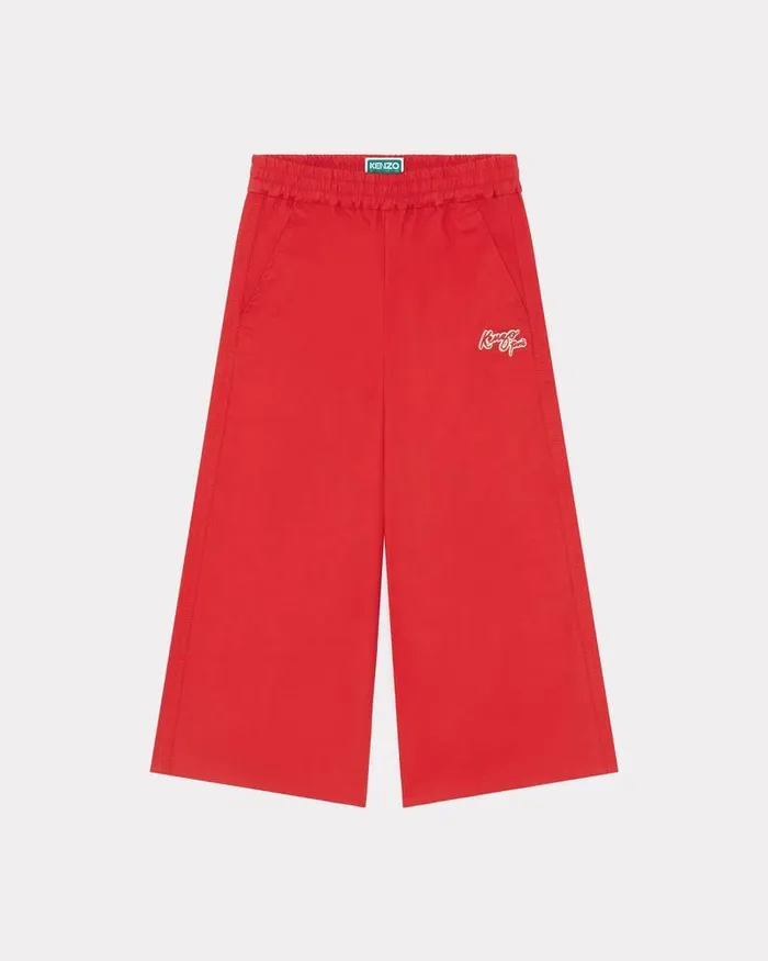 Kenzo Pants And Shorts Kids Year Of The Dragon039 Embroidered Cotton Trousers Medium Red