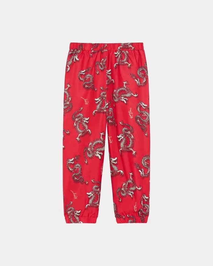Kenzo Pants And Shorts Kids Year Of The Dragon039 Printed Cotton Trousers Medium Red