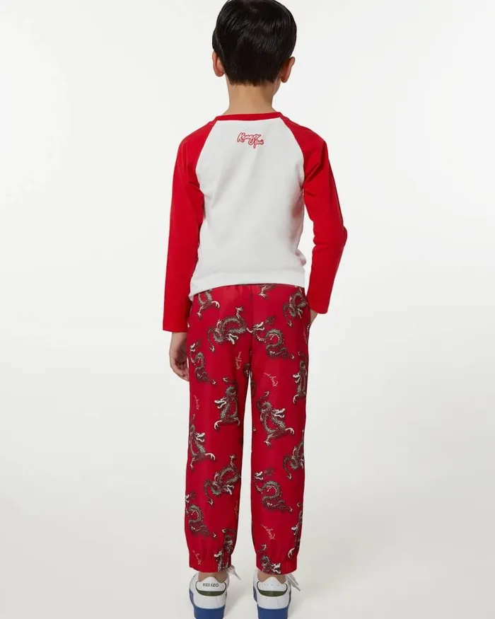 Kenzo Pants And Shorts Kids Year Of The Dragon039 Printed Cotton Trousers Medium Red
