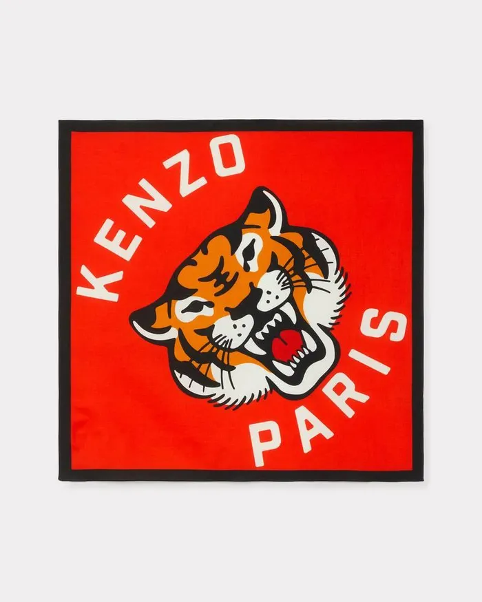Kenzo Scarves MenWomen Stamp039 Cotton Bandana Medium Red