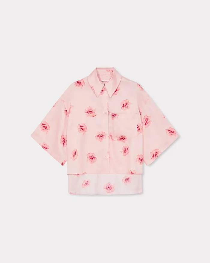 Kenzo Shirts And Tops Women Rose039 Cropped Dropped Shoulders Shirt Faded Pink