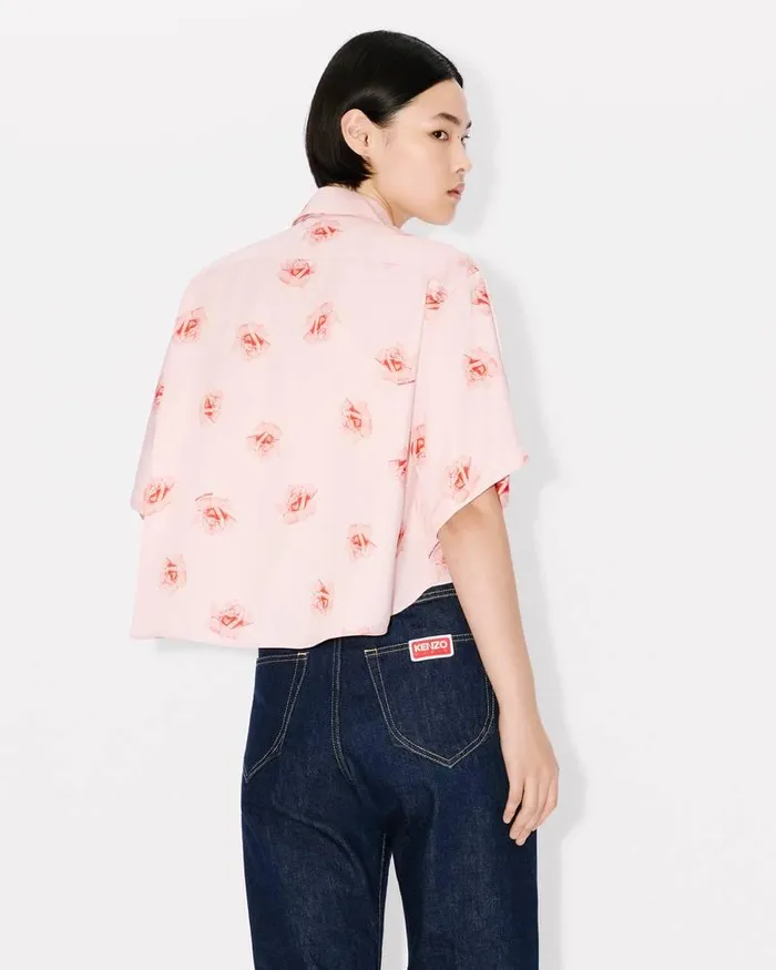 Kenzo Shirts And Tops Women Rose039 Cropped Dropped Shoulders Shirt Faded Pink