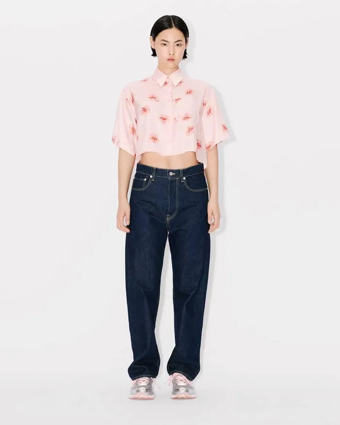 Kenzo Shirts And Tops Women Rose039 Cropped Dropped Shoulders Shirt Faded Pink