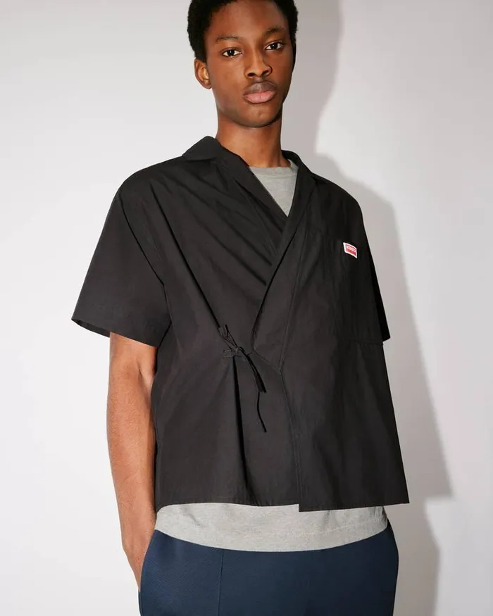 Kenzo Shirts Men Paris039 Kimono Shirt Black