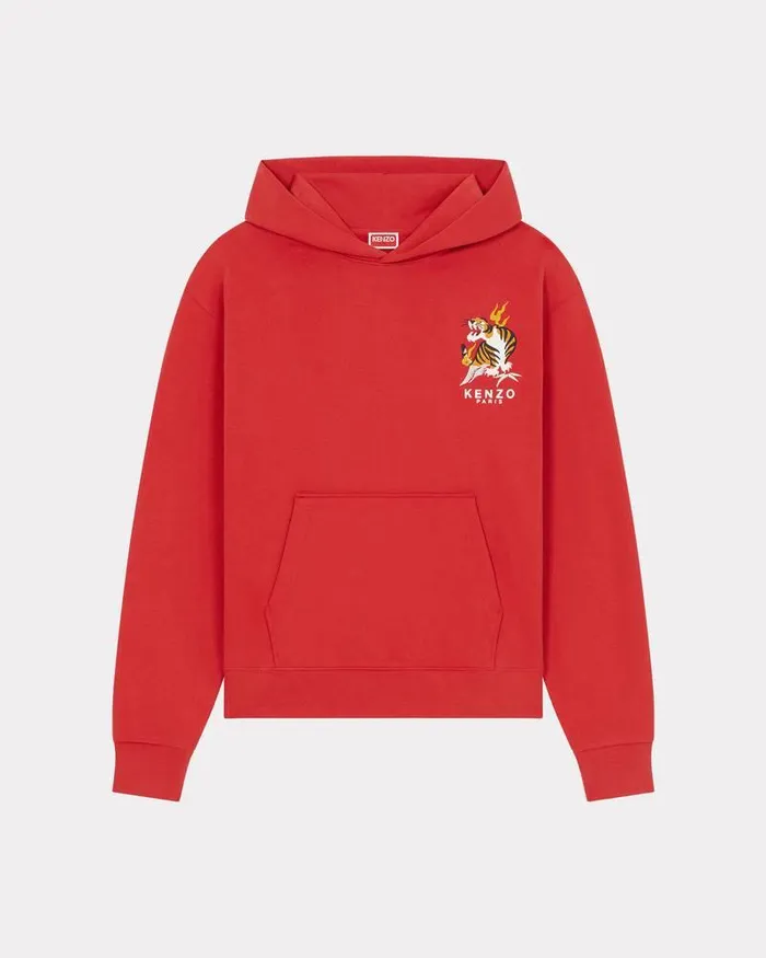 Kenzo Sweatshirts And Hoodies Men 039Year Of The Dragon039 Classic Hooded Embroidered Sweatshirt Cherry