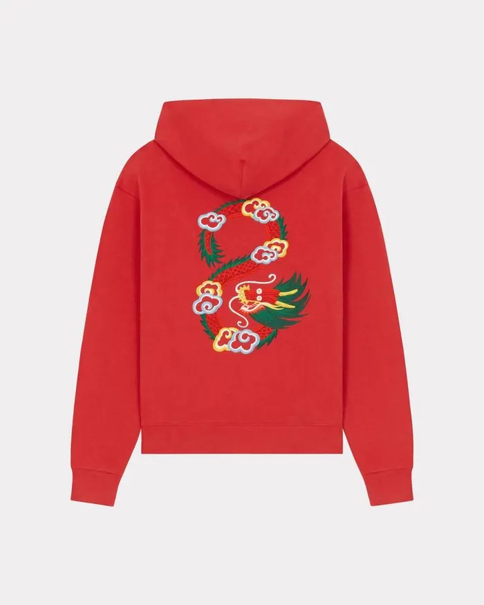 Kenzo Sweatshirts And Hoodies Men 039Year Of The Dragon039 Classic Hooded Embroidered Sweatshirt Cherry
