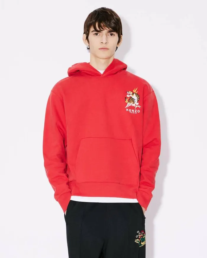Kenzo Sweatshirts And Hoodies Men 039Year Of The Dragon039 Classic Hooded Embroidered Sweatshirt Cherry