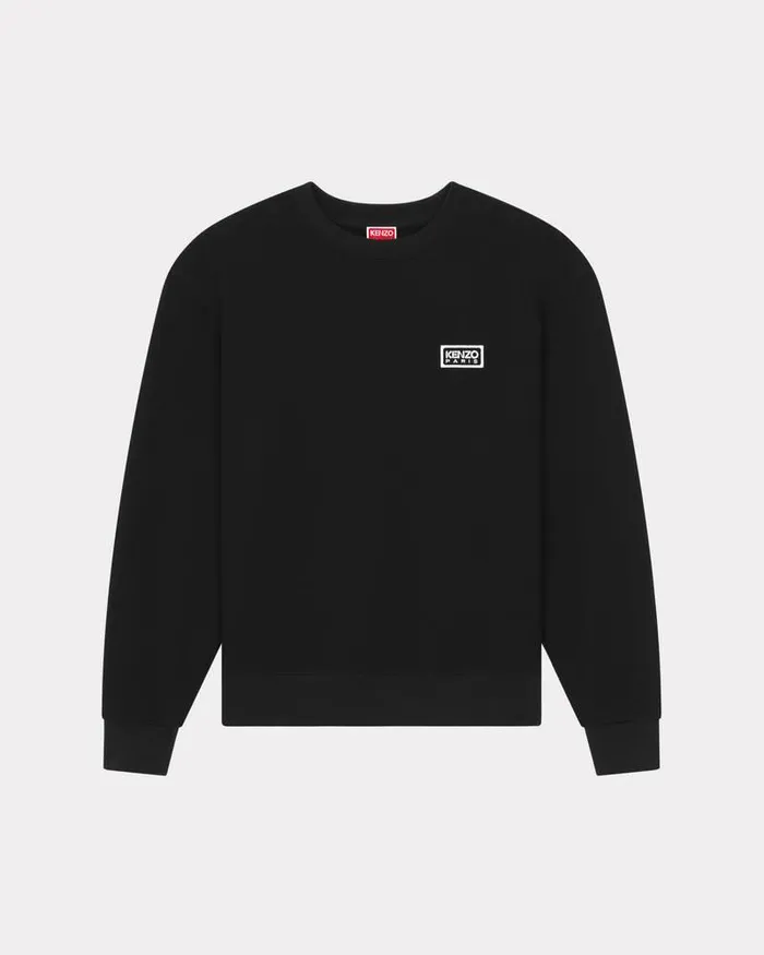 Kenzo Sweatshirts And Hoodies Men Bicolor Paris039 Classic Embroidered Sweatshirt Black