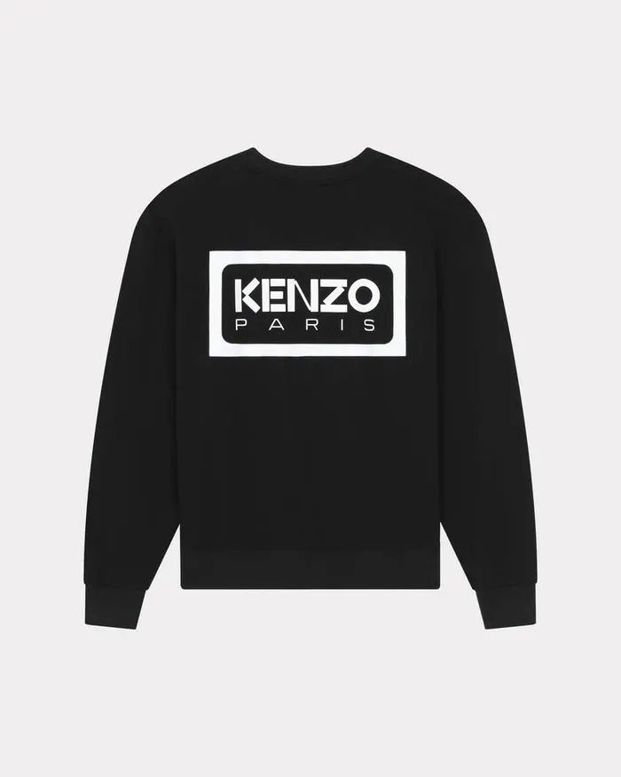 Kenzo Sweatshirts And Hoodies Men Bicolor Paris039 Classic Embroidered Sweatshirt Black