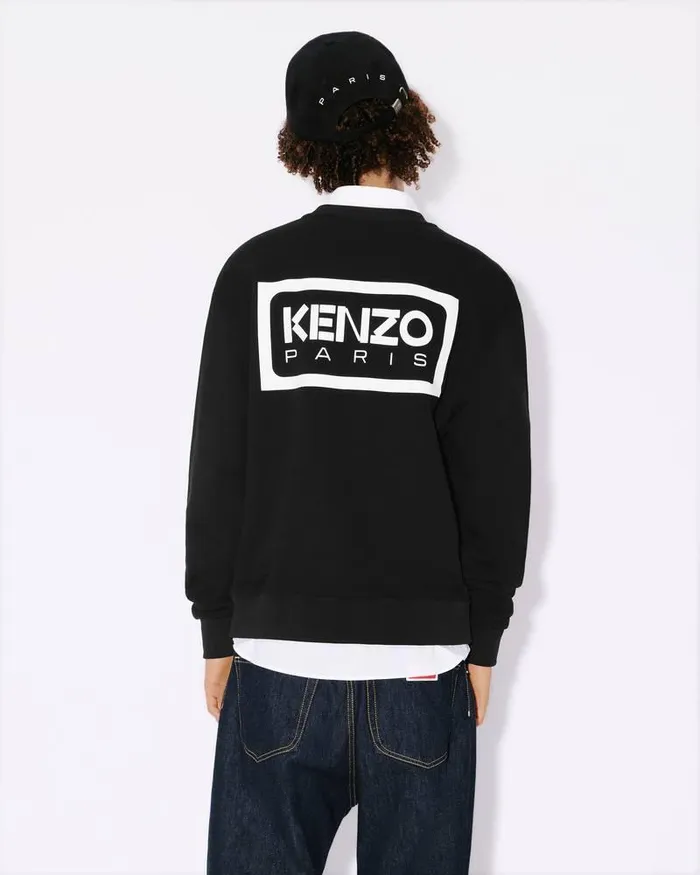Kenzo Sweatshirts And Hoodies Men Bicolor Paris039 Classic Embroidered Sweatshirt Black