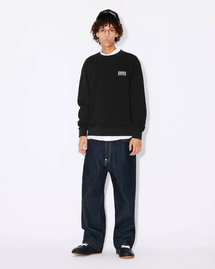 Kenzo Sweatshirts And Hoodies Men Bicolor Paris039 Classic Embroidered Sweatshirt Black