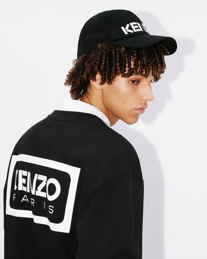 Kenzo Sweatshirts And Hoodies Men Bicolor Paris039 Classic Embroidered Sweatshirt Black