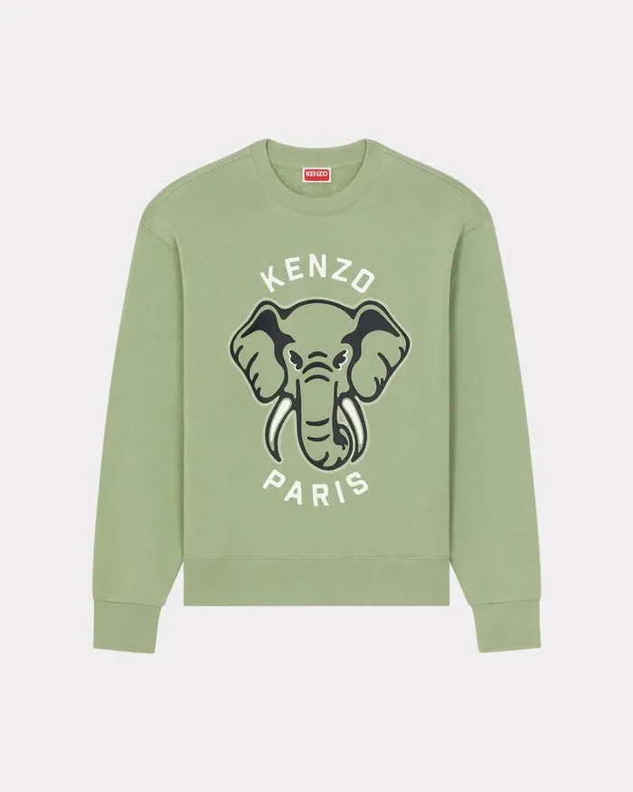 Kenzo Sweatshirts And Hoodies Men Elephant039 Embroidered Sweatshirt Almond Green