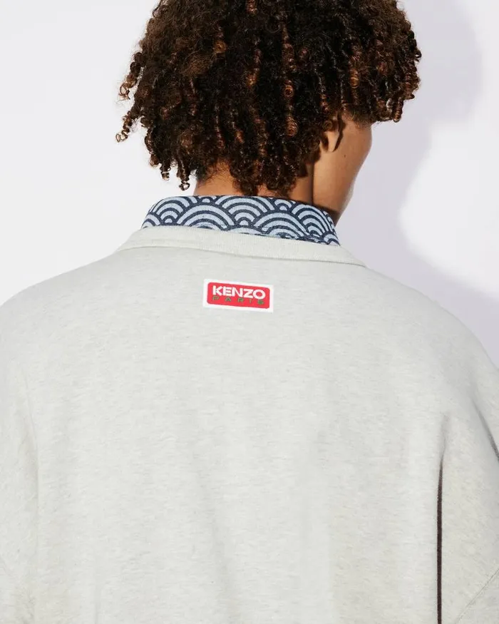 Kenzo Sweatshirts And Hoodies MenWomen Lucky Tiger039 Embroidered Oversized Genderless Sweatshirt Pale Grey