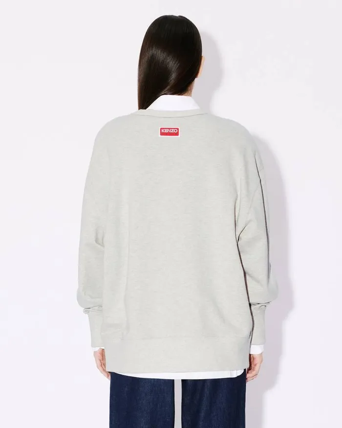Kenzo Sweatshirts And Hoodies MenWomen Lucky Tiger039 Embroidered Oversized Genderless Sweatshirt Pale Grey