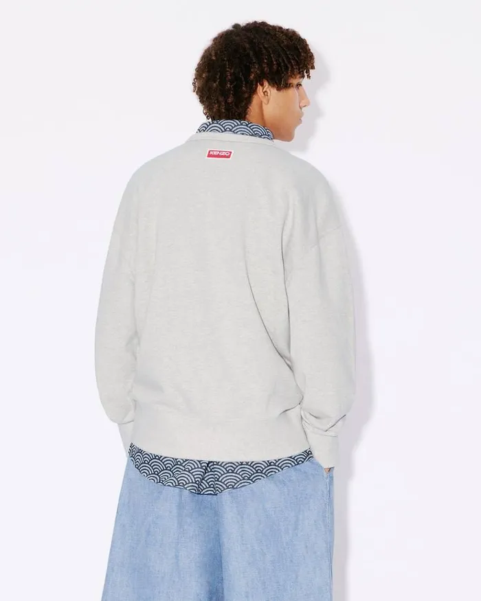 Kenzo Sweatshirts And Hoodies MenWomen Lucky Tiger039 Embroidered Oversized Genderless Sweatshirt Pale Grey