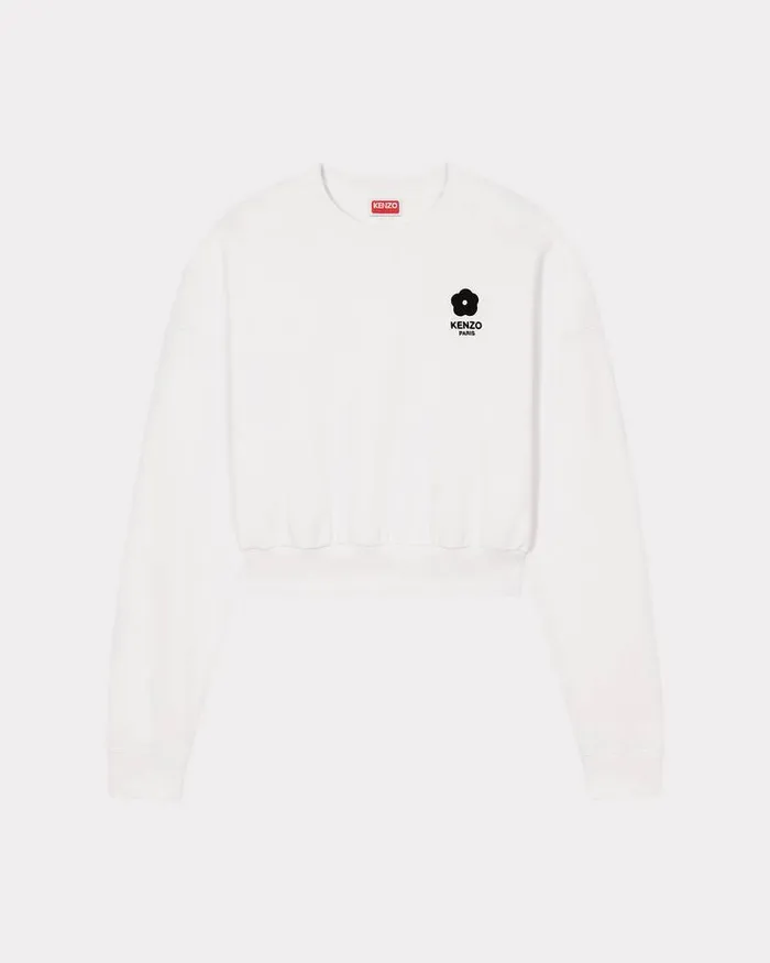 Kenzo Sweatshirts And Hoodies Women 039Boke Flower 20039 Short Embroidered Sweatshirt White