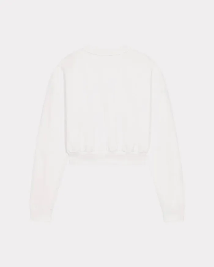 Kenzo Sweatshirts And Hoodies Women 039Boke Flower 20039 Short Embroidered Sweatshirt White
