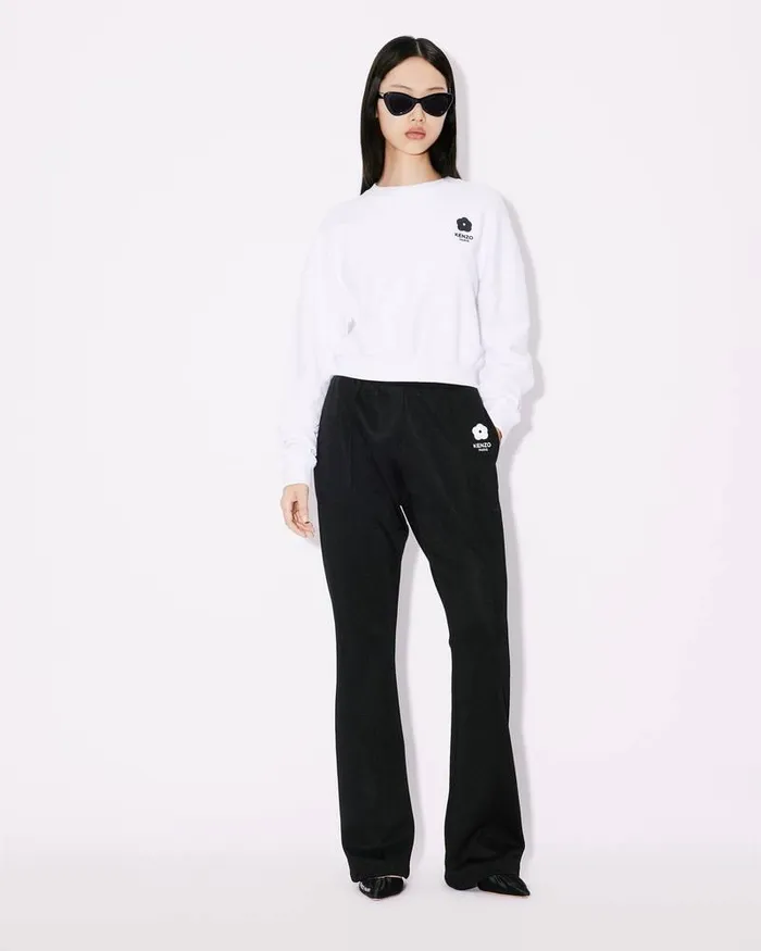 Kenzo Sweatshirts And Hoodies Women 039Boke Flower 20039 Short Embroidered Sweatshirt White