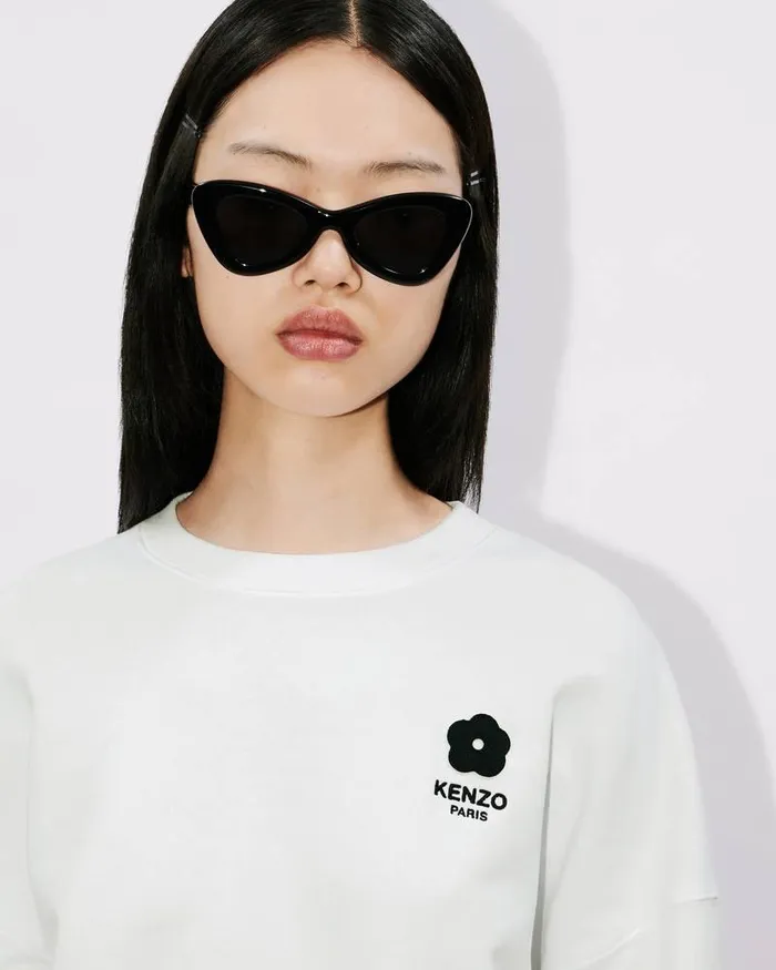 Kenzo Sweatshirts And Hoodies Women 039Boke Flower 20039 Short Embroidered Sweatshirt White