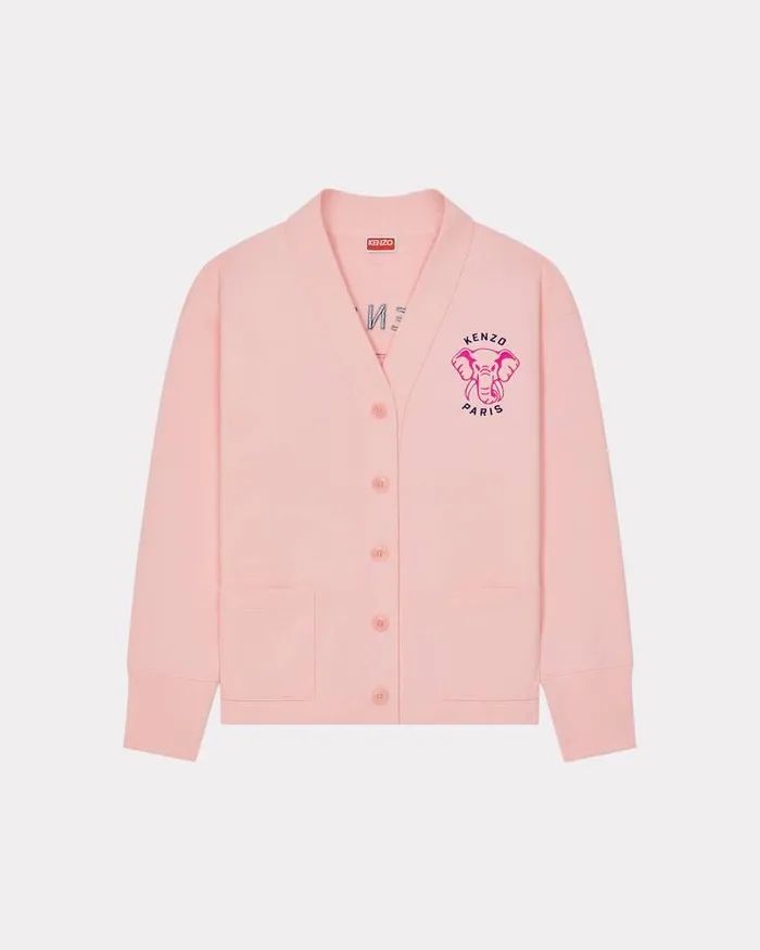 Kenzo Sweatshirts And Hoodies Women Elephant039 Embroidered Cardigan Faded Pink
