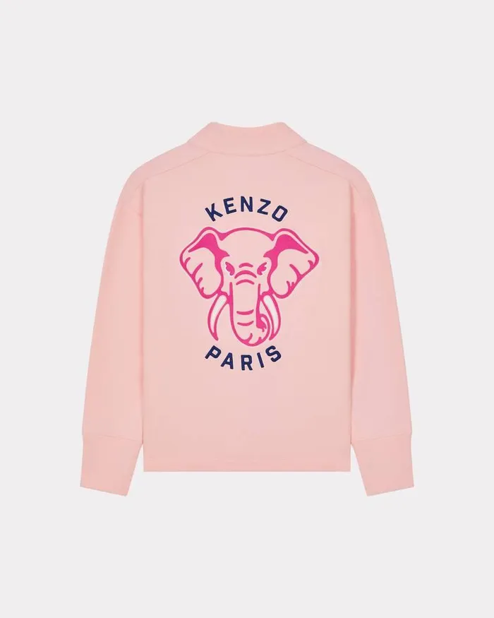 Kenzo Sweatshirts And Hoodies Women Elephant039 Embroidered Cardigan Faded Pink