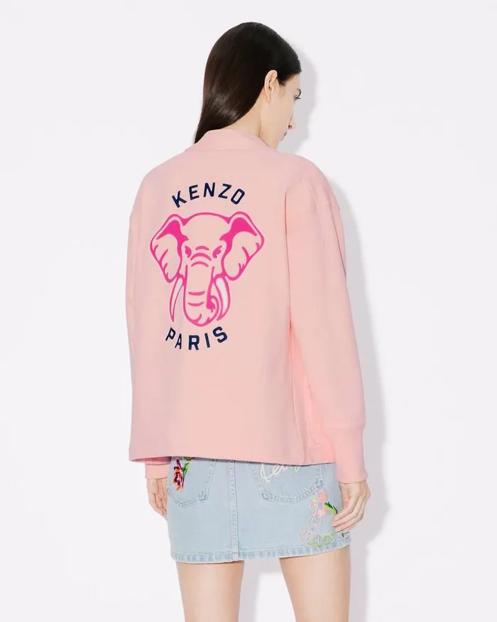 Kenzo Sweatshirts And Hoodies Women Elephant039 Embroidered Cardigan Faded Pink