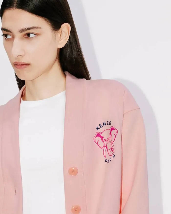 Kenzo Sweatshirts And Hoodies Women Elephant039 Embroidered Cardigan Faded Pink