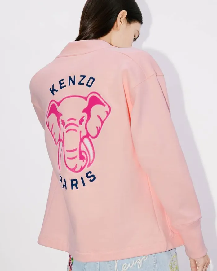 Kenzo Sweatshirts And Hoodies Women Elephant039 Embroidered Cardigan Faded Pink
