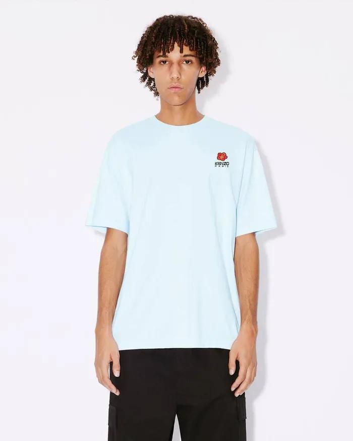 Kenzo TShirts And Polos Men 039Boke Flower039 Embroidered Classic Tshirt Light Blue