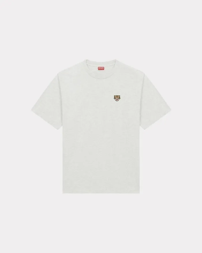 Kenzo TShirts And Polos Men 039Lucky Tiger039 Embroidered Classic Tshirt Pale Grey