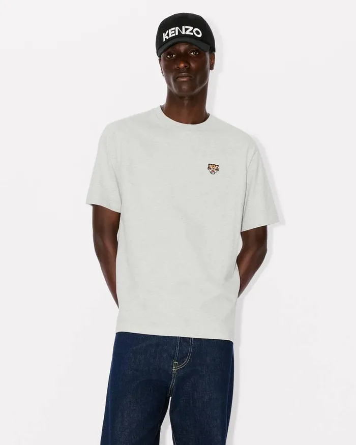 Kenzo TShirts And Polos Men 039Lucky Tiger039 Embroidered Classic Tshirt Pale Grey