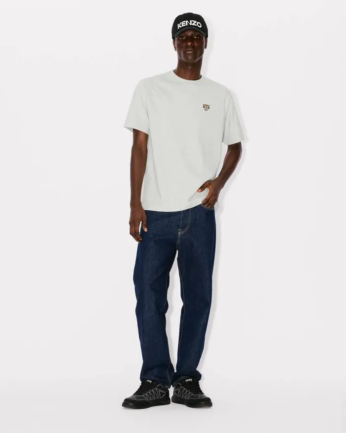 Kenzo TShirts And Polos Men 039Lucky Tiger039 Embroidered Classic Tshirt Pale Grey