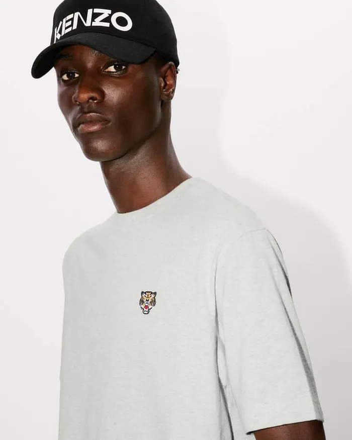 Kenzo TShirts And Polos Men 039Lucky Tiger039 Embroidered Classic Tshirt Pale Grey