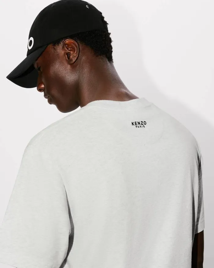 Kenzo TShirts And Polos Men 039Lucky Tiger039 Embroidered Classic Tshirt Pale Grey