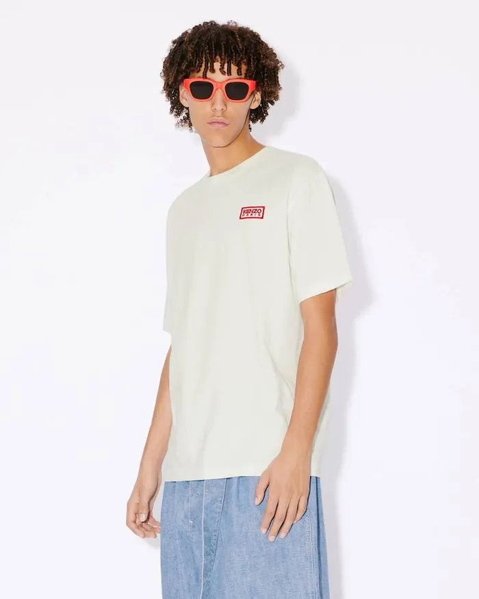 Kenzo TShirts And Polos Men Bicolor Paris039 Classic Twotone Embroidered Tshirt Off White