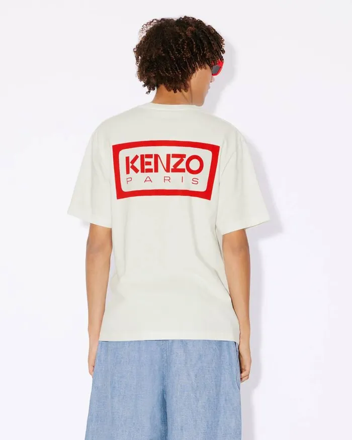 Kenzo TShirts And Polos Men Bicolor Paris039 Classic Twotone Embroidered Tshirt Off White