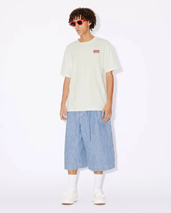 Kenzo TShirts And Polos Men Bicolor Paris039 Classic Twotone Embroidered Tshirt Off White