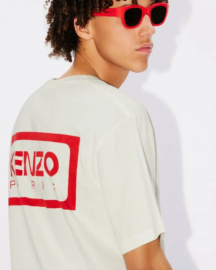 Kenzo TShirts And Polos Men Bicolor Paris039 Classic Twotone Embroidered Tshirt Off White