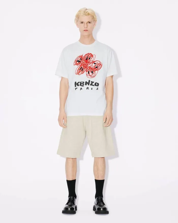 Kenzo TShirts And Polos Men Drawn Varsity039 Embroidered Tshirt Off White